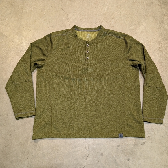 L.L. Bean Other - L.L. Bean Mens XL Henley Green Wool Blend Elbow Patches Outdoors